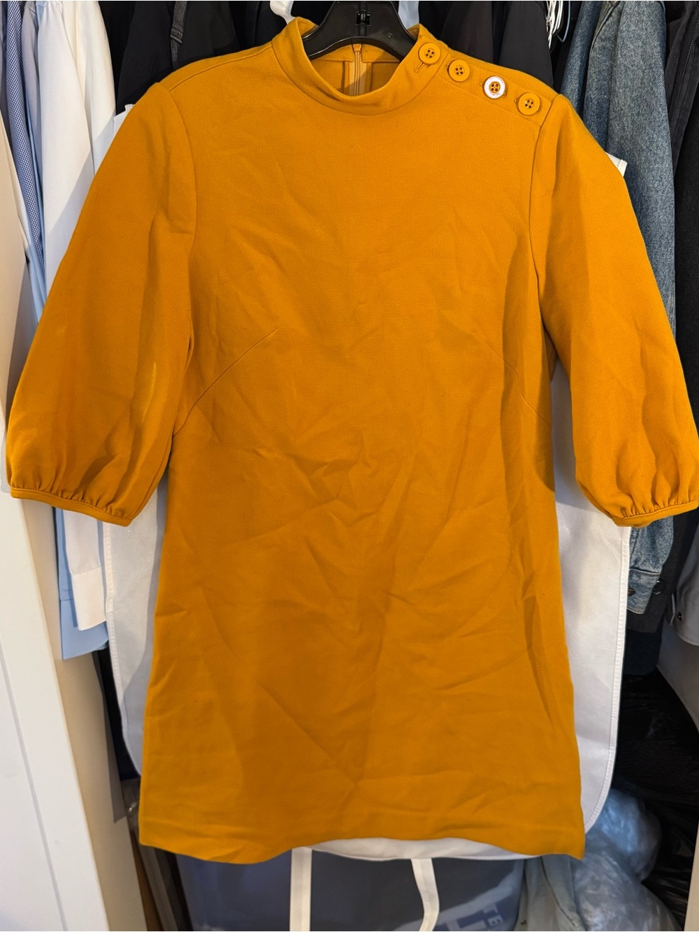 Ann Taylor Mustard Yellow Midi Skirt with Tab Detail